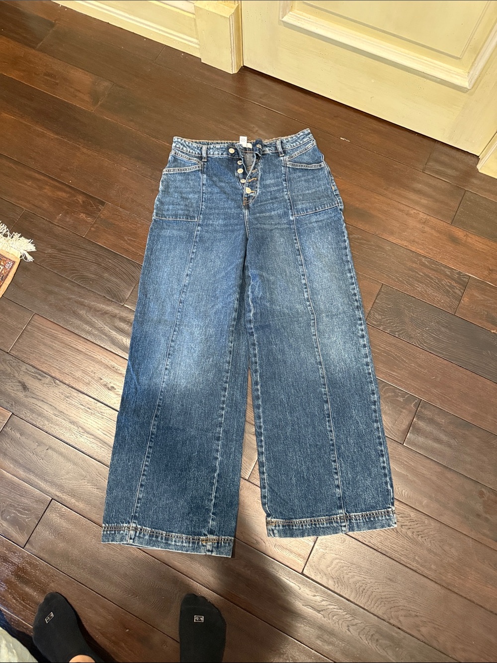 Forever 21 Dark Blue High-Rise Wide Leg Jeans